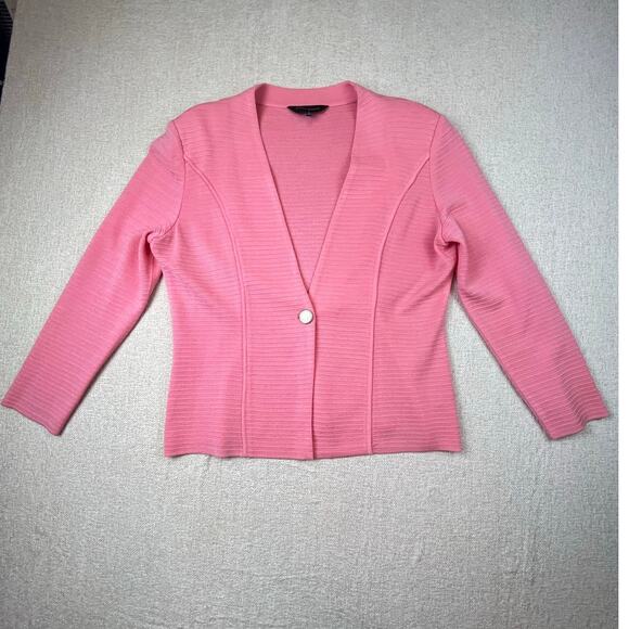 Ming Wang Women’s Large Pink Long Sleeve 1-Button Blazer Jacket Professional - Picture 1 of 7